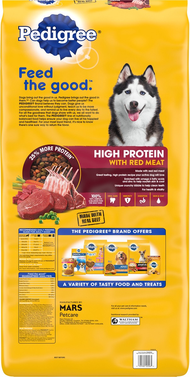 slide 6 of 12, PEDIGREE High Protein Adult Dry Dog Food Beef and Lamb Flavor Dog Kibble, 46.8 lb. Bag, 1 cnt