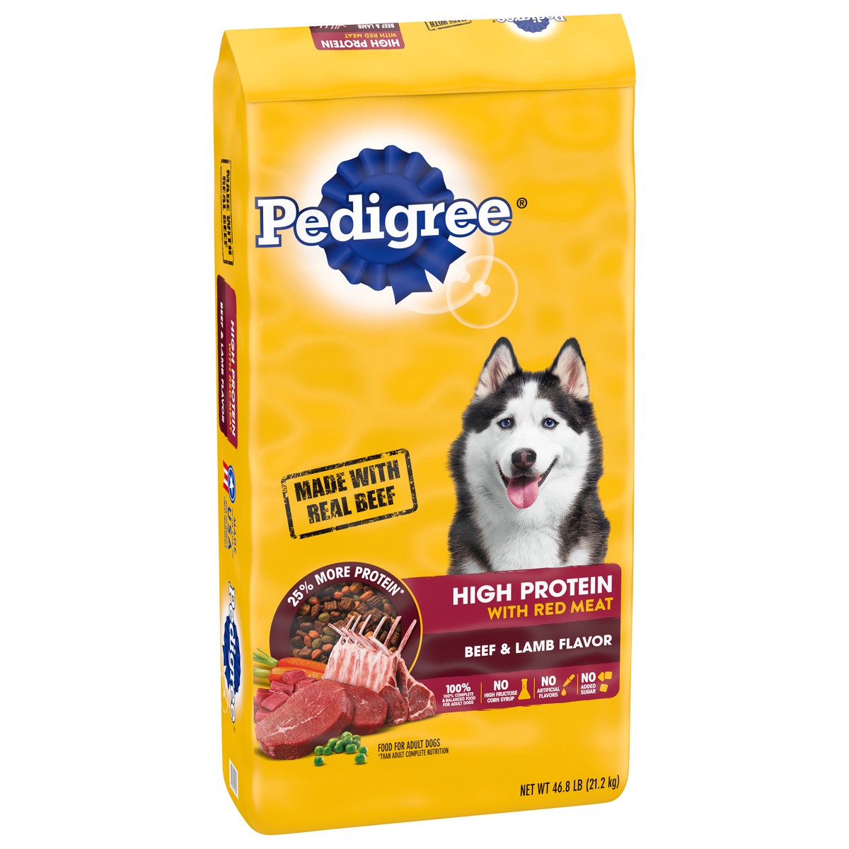 slide 8 of 12, PEDIGREE High Protein Adult Dry Dog Food Beef and Lamb Flavor Dog Kibble, 46.8 lb. Bag, 1 cnt