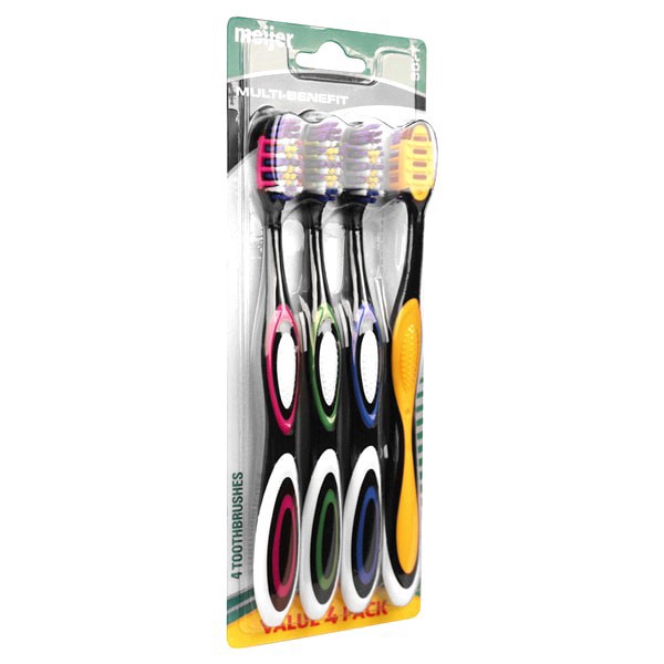 slide 4 of 9, Meijer Multi-Benefit Soft toothbrushes, 4 ct