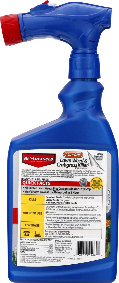 slide 10 of 12, Bioadvanced Lawn Weed & Crabgrass Killer 32 OZ, 32 oz