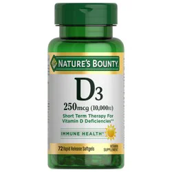 Nature's Bounty Vitamin D3 for Immune Health, Once Daily Rapid Release Softgels, 10,000 IU D3
