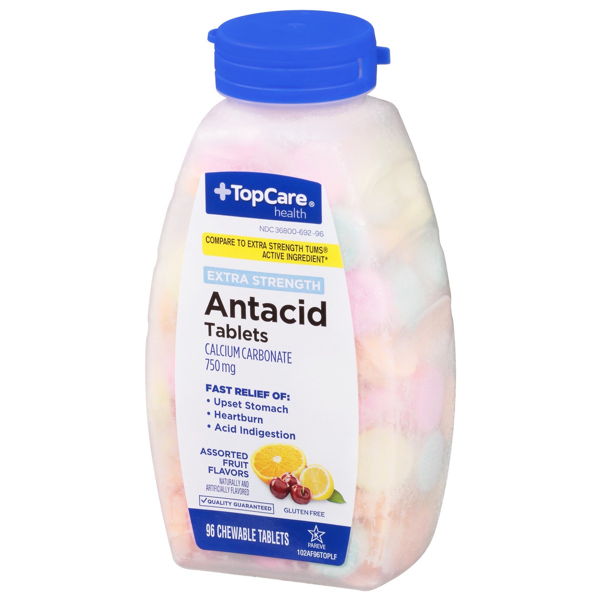 slide 3 of 9, TopCare Health Extra Strength 750 Mg Assorted Fruit Flavor Antacid Tablets 96 ea, 96 ct