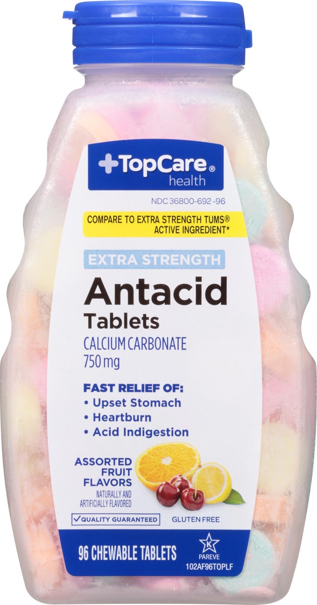 slide 6 of 9, TopCare Health Extra Strength 750 Mg Assorted Fruit Flavor Antacid Tablets 96 ea, 96 ct