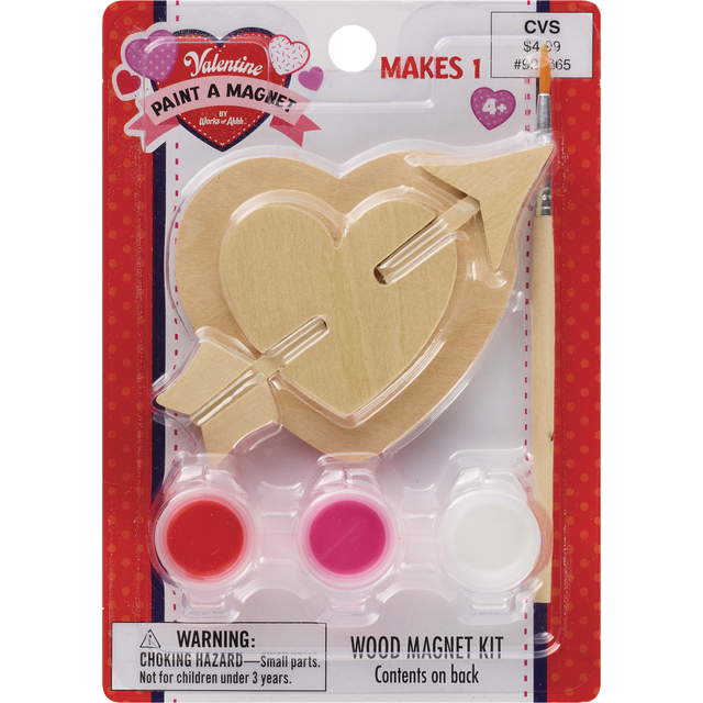 slide 1 of 1, SEASONAL MISC Valentine Wood Magnet Paint Kit, 1 ct