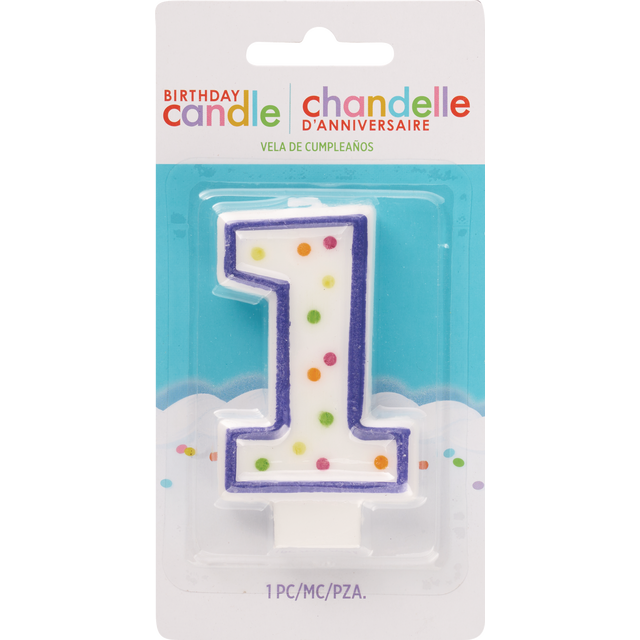 slide 1 of 1, AMSCAN Cndl Birthday Polka Dots #1, 1 ct