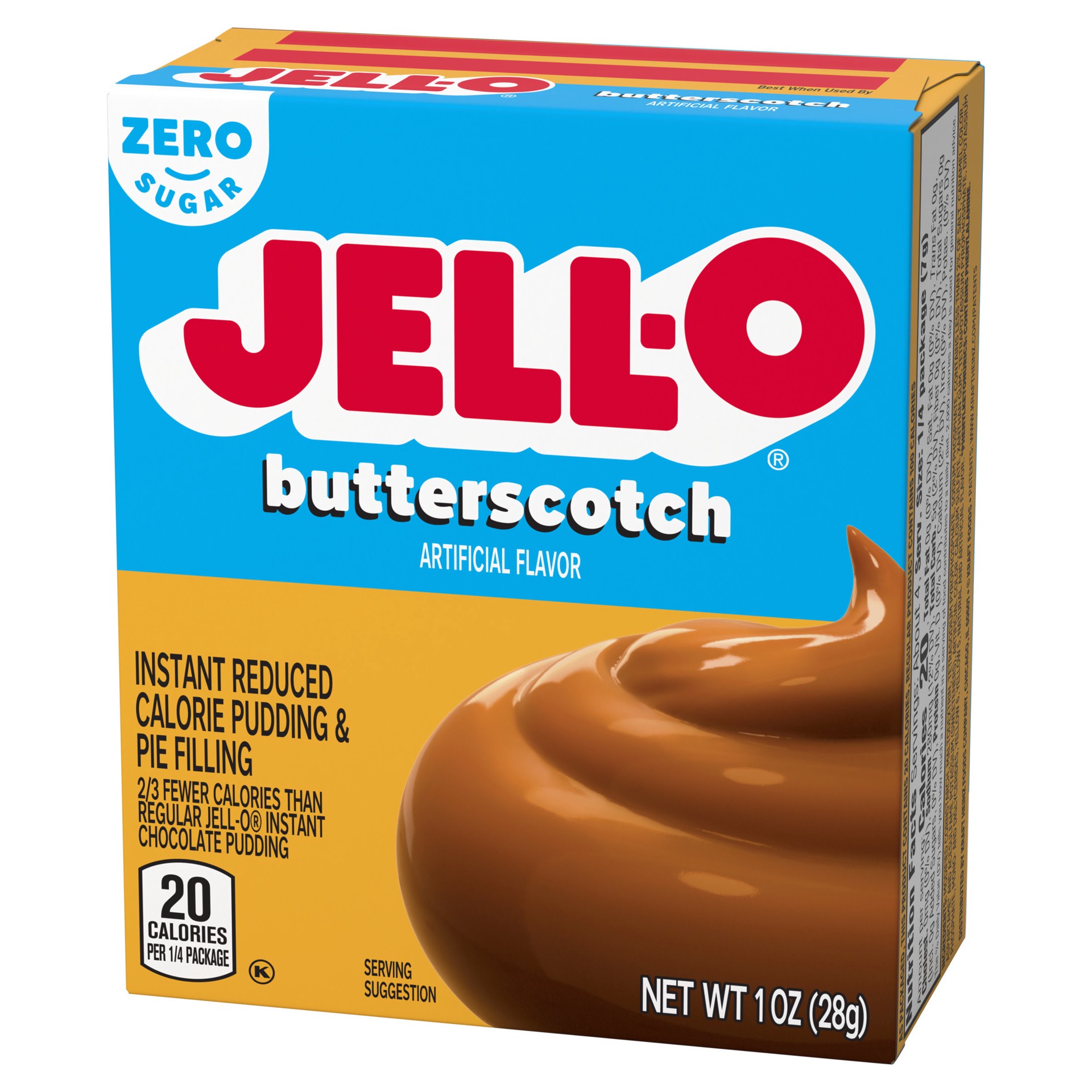 slide 4 of 5, Jell-O Butterscotch Artificially Flavored Zero Sugar Instant Reduced Calorie Pudding & Pie Filling Mix, 1 oz Box, 1 oz