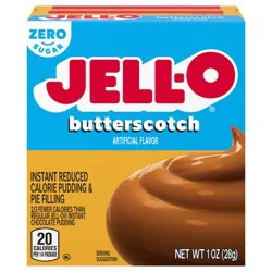 Jell-O Butterscotch Artificially Flavored Zero Sugar Instant Reduced Calorie Pudding & Pie Filling Mix, 1 oz Box
