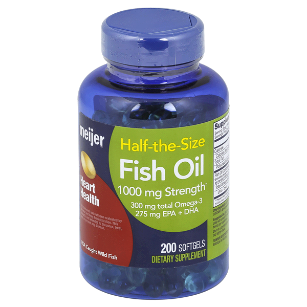 slide 1 of 5, Meijer 1000mg Half-the-Size Fish Oil, 200 ct