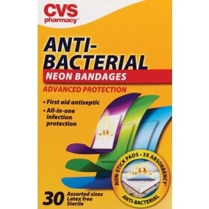 slide 1 of 1, CVS Health Anti-Bacterial Color Bandages, 30 ct