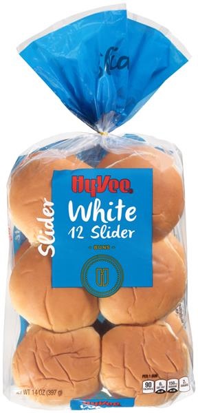 slide 1 of 1, Hy-Vee Junior Hamburger Buns, 12 ct; 14 oz