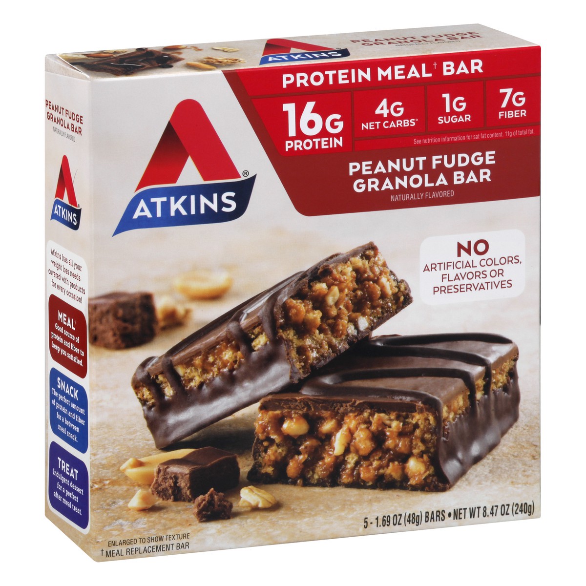 slide 2 of 9, Atkins Peanut Fudge Advantage Bar Granola, 5 ct