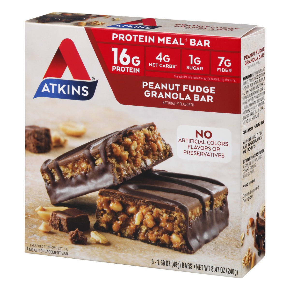 slide 3 of 9, Atkins Peanut Fudge Advantage Bar Granola, 5 ct