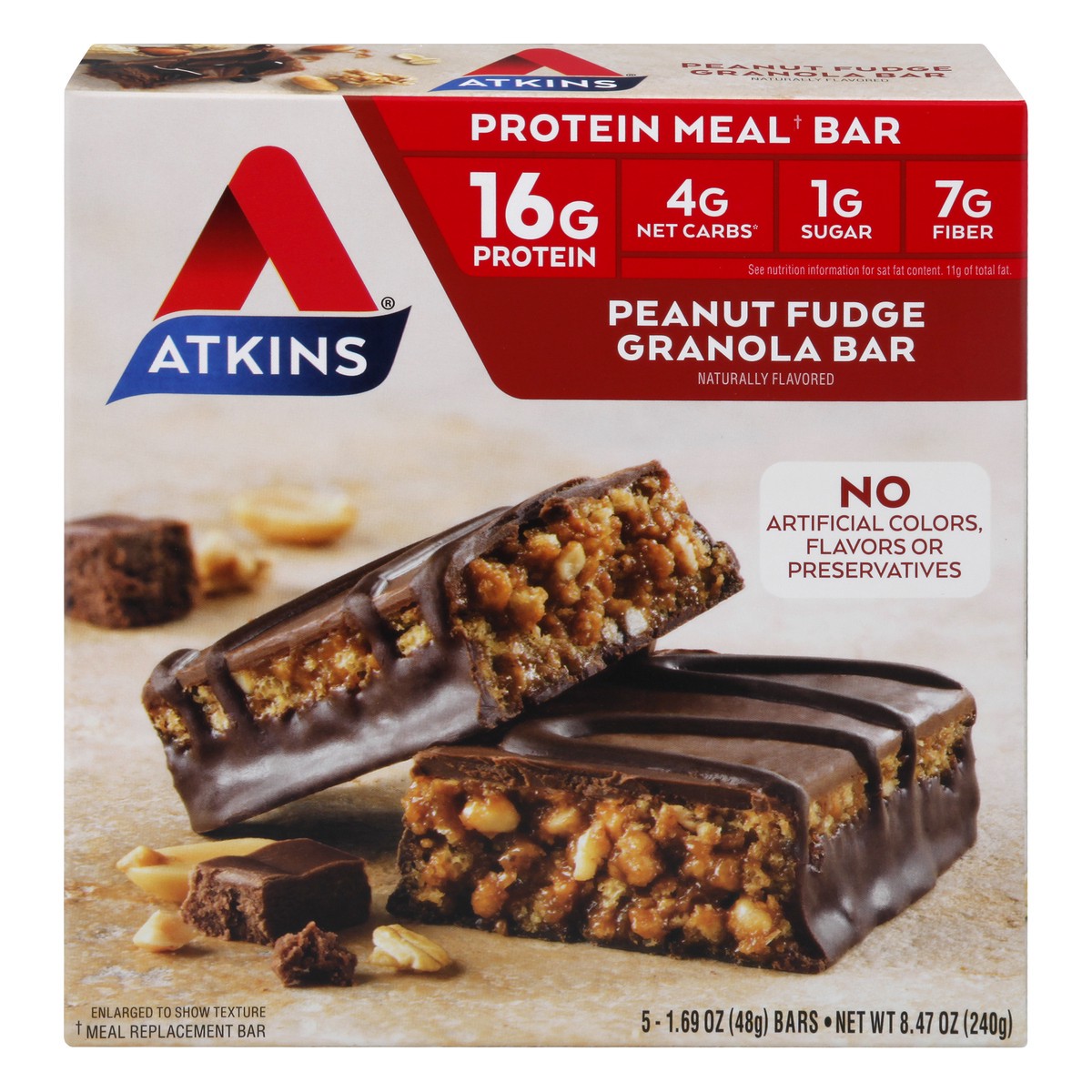 slide 1 of 9, Atkins Peanut Fudge Advantage Bar Granola, 5 ct