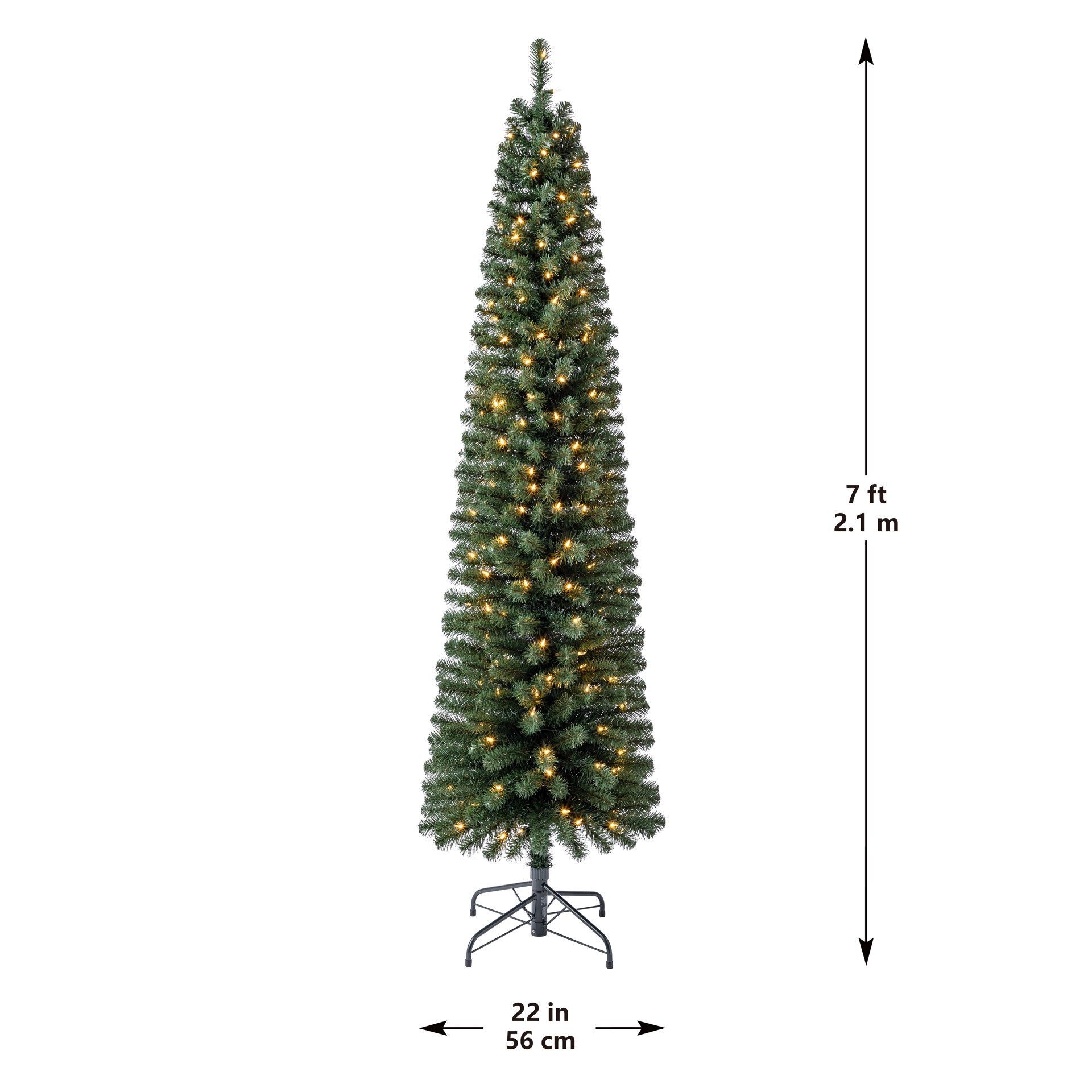 slide 5 of 8, 7ft. Pre-Lit Pencil Artificial Christmas Tree, Warm White Mini Led Lights By Ashland, 7 ft