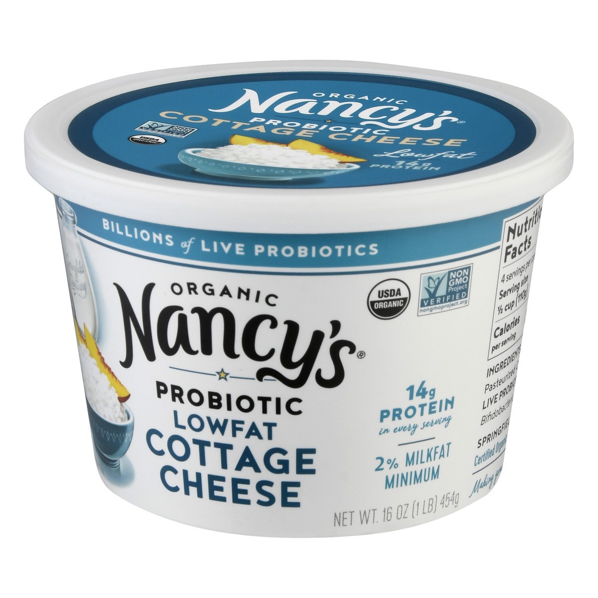 slide 12 of 13, Nancy's Probiotic Organic Lowfat 2% Milkfat Min Cottage Cheese 16 oz, 16 oz