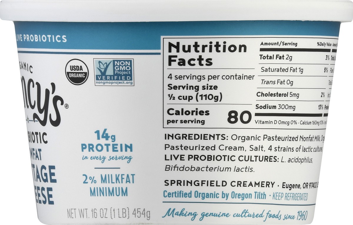 slide 6 of 13, Nancy's Probiotic Organic Lowfat 2% Milkfat Min Cottage Cheese 16 oz, 16 oz