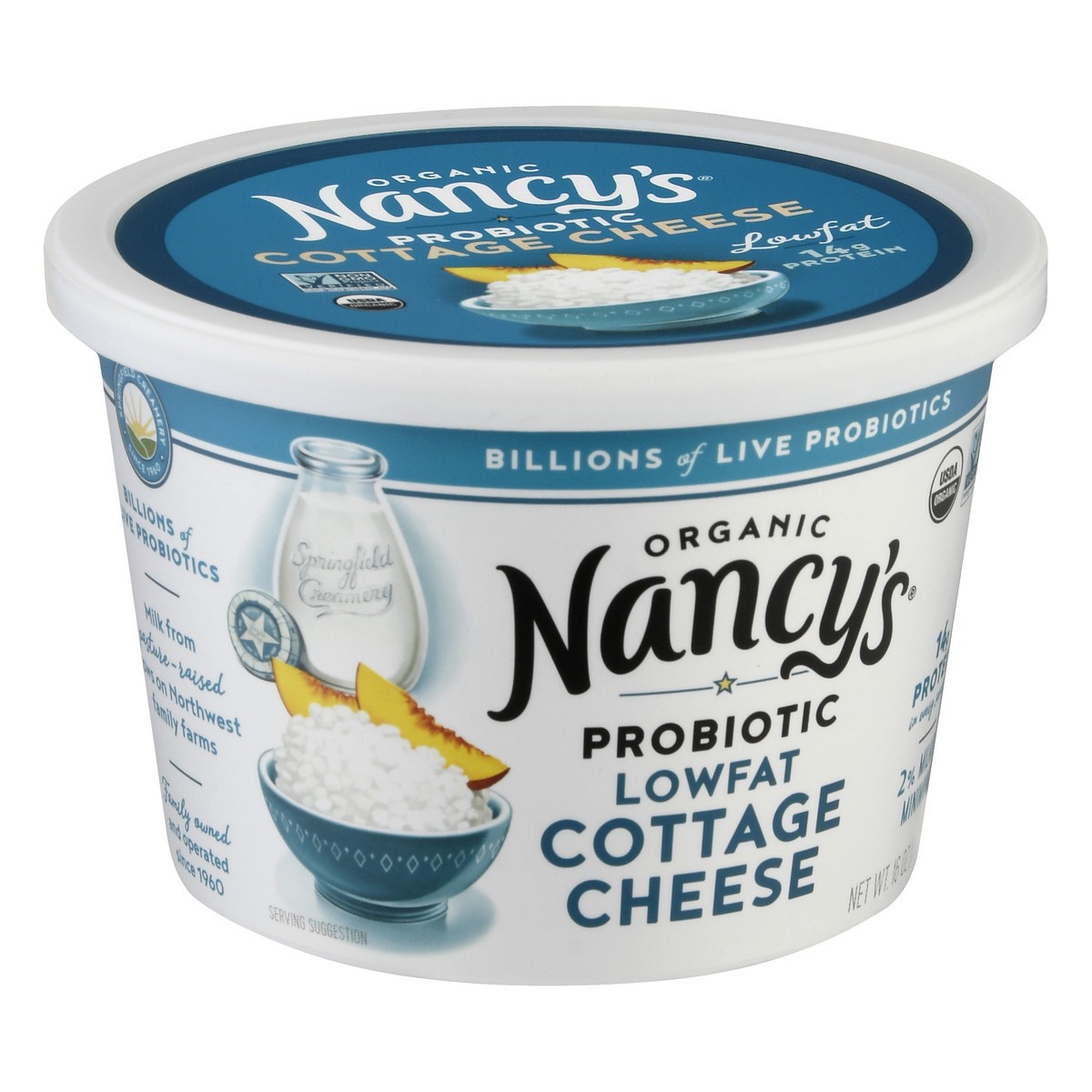 slide 11 of 13, Nancy's Probiotic Organic Lowfat 2% Milkfat Min Cottage Cheese 16 oz, 16 oz