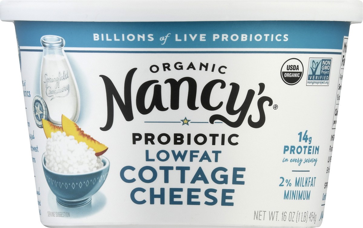 slide 1 of 13, Nancy's Probiotic Organic Lowfat 2% Milkfat Min Cottage Cheese 16 oz, 16 oz