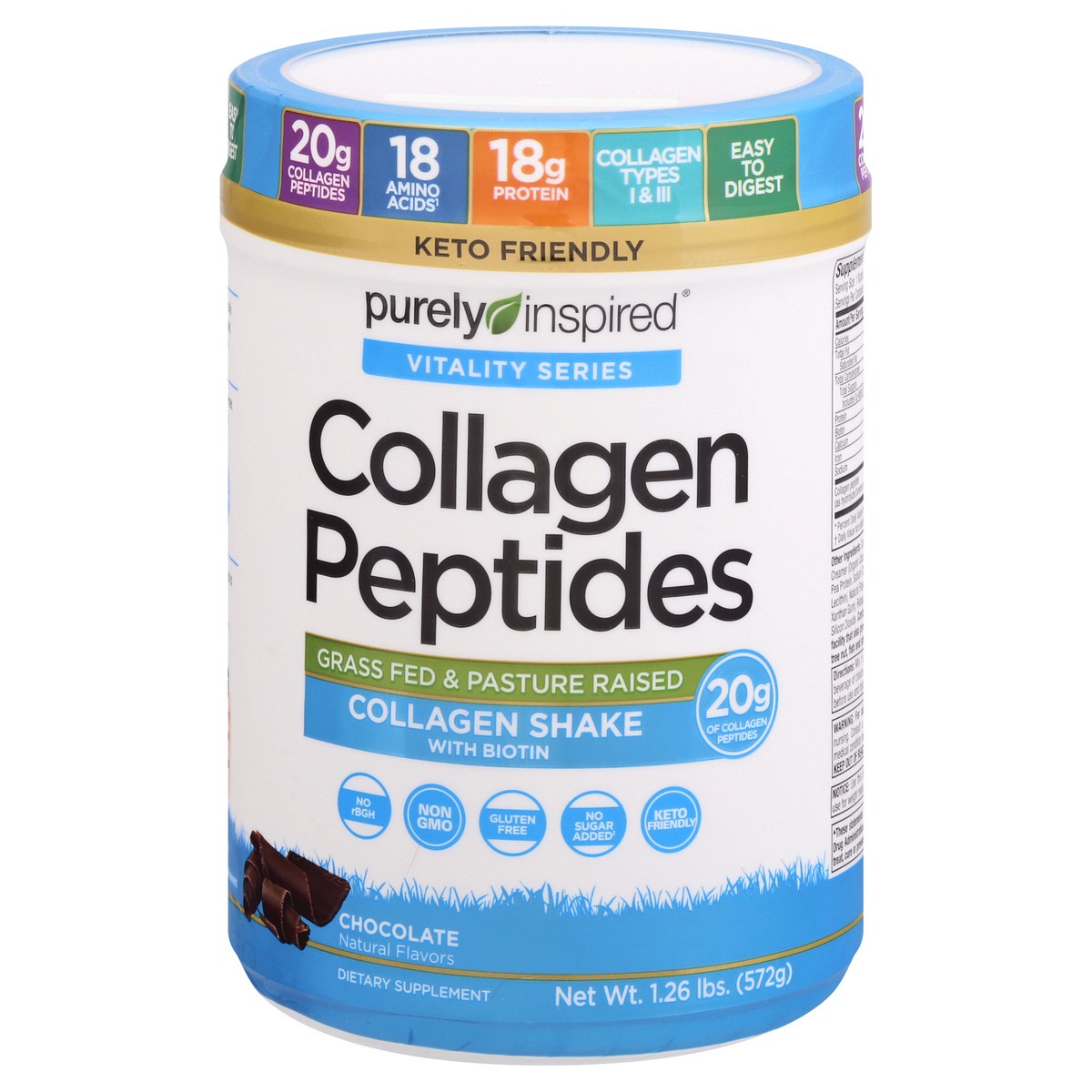 slide 1 of 11, Purely Inspired Vitality Series Chocolate Collagen Peptides 1.26 lb, 1.26 lb