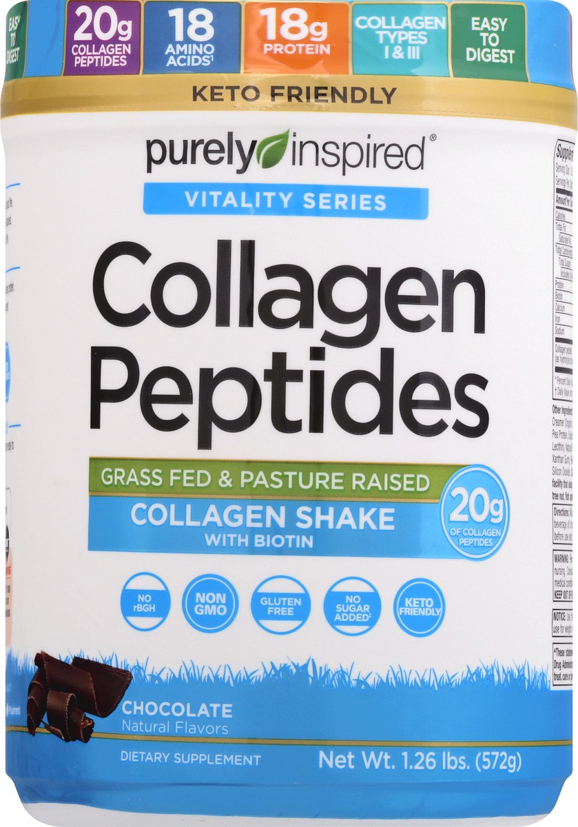 slide 4 of 11, Purely Inspired Vitality Series Chocolate Collagen Peptides 1.26 lb, 1.26 lb