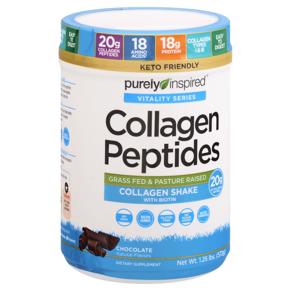 slide 7 of 11, Purely Inspired Vitality Series Chocolate Collagen Peptides 1.26 lb, 1.26 lb