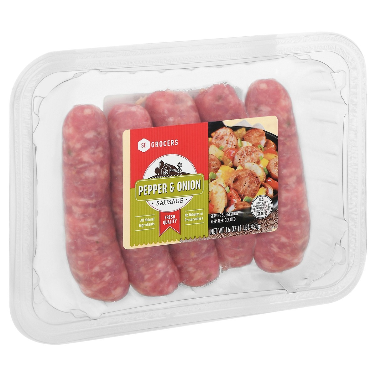 slide 12 of 14, SE Grocers Italian Sausage Pepper & Onion, 16 oz