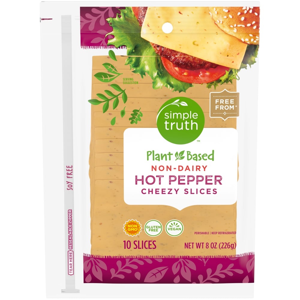 slide 1 of 1, Simple Truth Plant Based Non-Dairy Hot Pepper Cheezy Slices, 8 oz