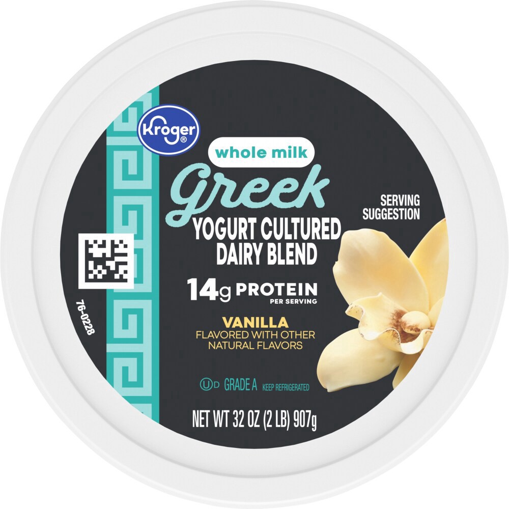 slide 3 of 6, Kroger Vanilla Whole Milk Greek Yogurt Tub - 32 oz, 32 oz