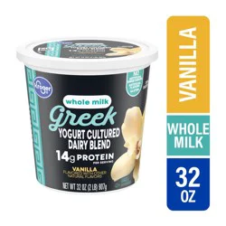 Kroger Vanilla Whole Milk Greek Yogurt Tub - 32 oz