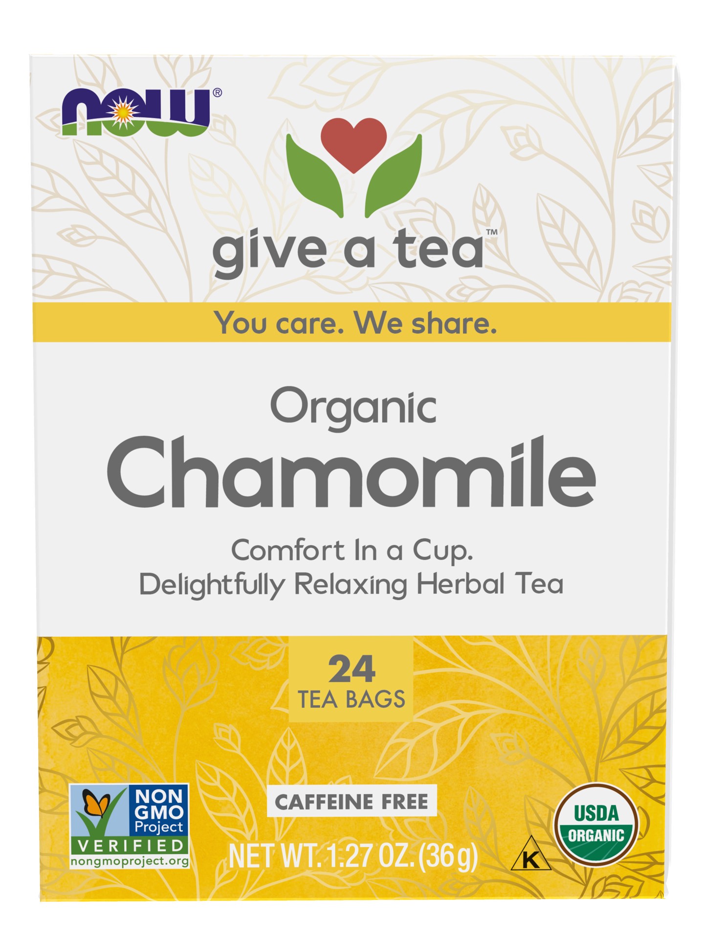 slide 1 of 4, NOW Natural Foods Chamomile Tea, Organic, 24 ct