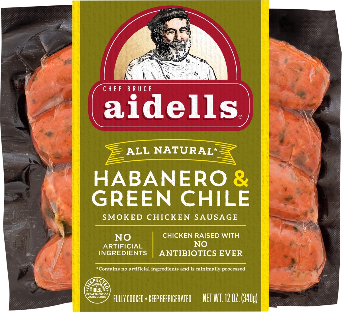 slide 4 of 6, Aidells Habanero Green Chile Smoked Chicken Sausage, 12 oz