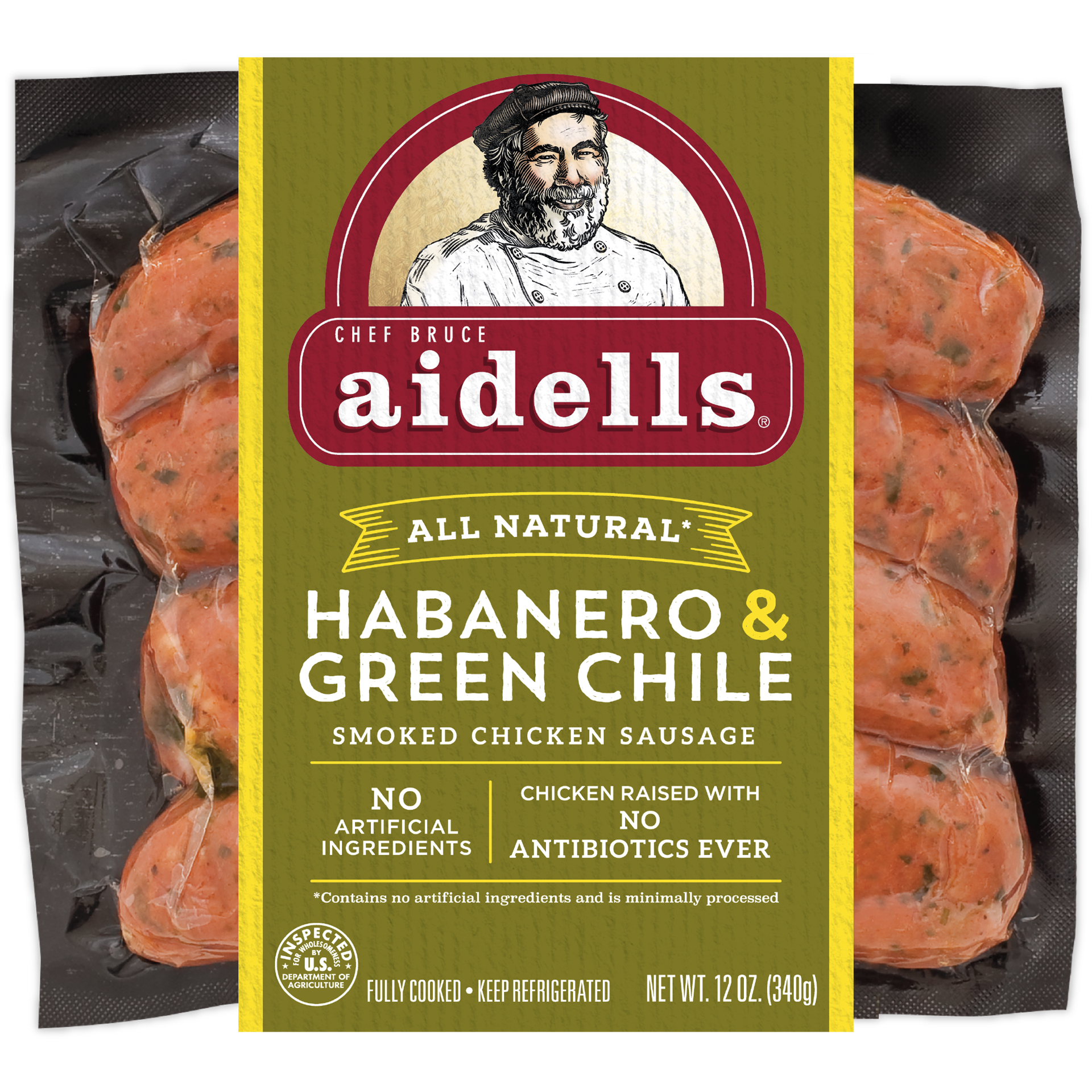 slide 1 of 6, Aidells Smoked Chicken Sausage Links Habanero & Green Chile 4 Count - 12 Oz, 12 oz