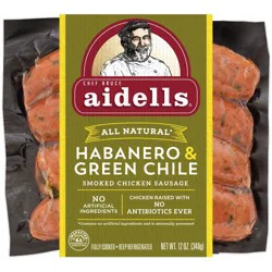 Aidells Smoked Chicken Sausage, Habanero & Green Chile, 12 oz. (4 Fully Cooked Links)