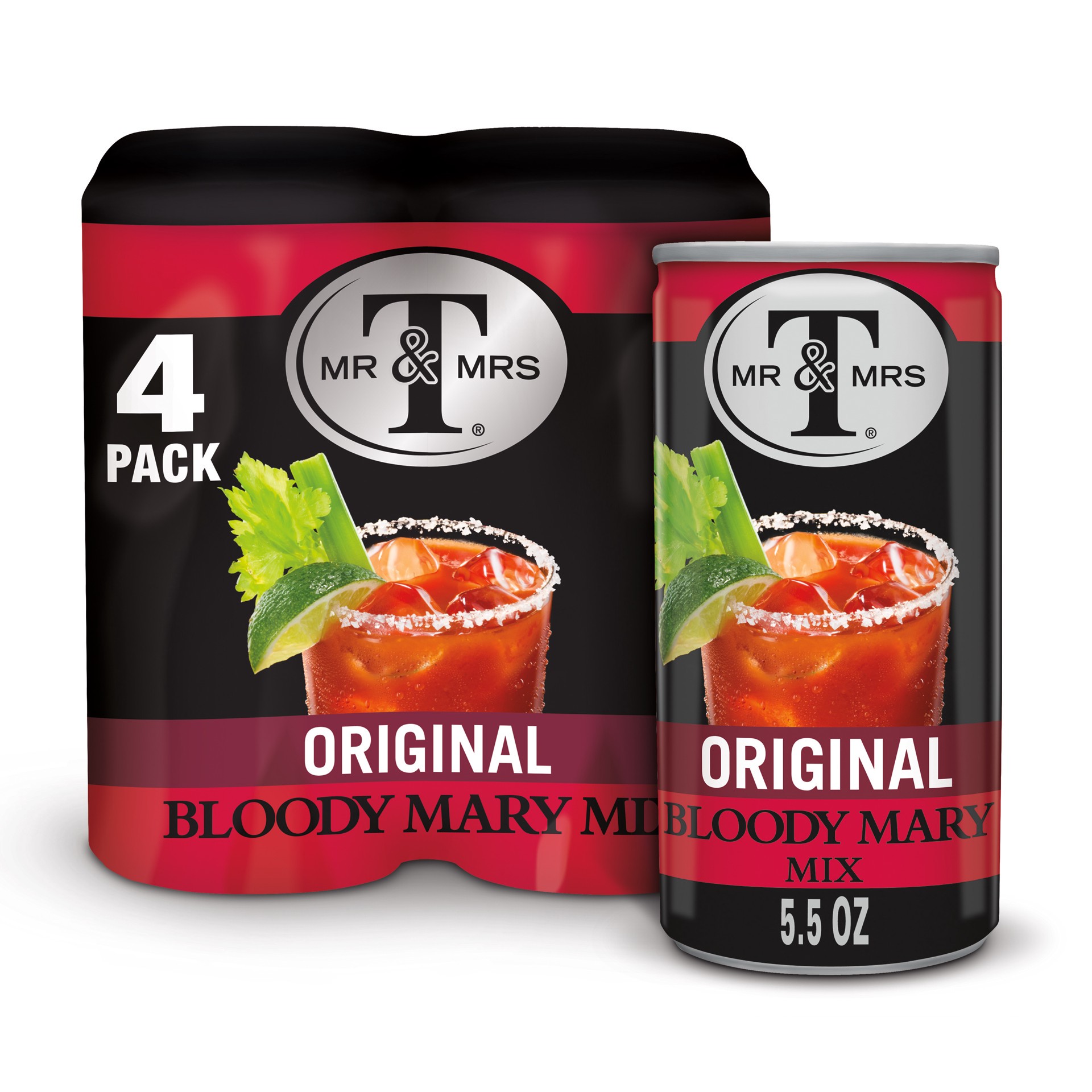 slide 1 of 5, Mr & Mrs T Original Bloody Mary Mix, 5.5 fl oz cans, 4 pack, 4 ct