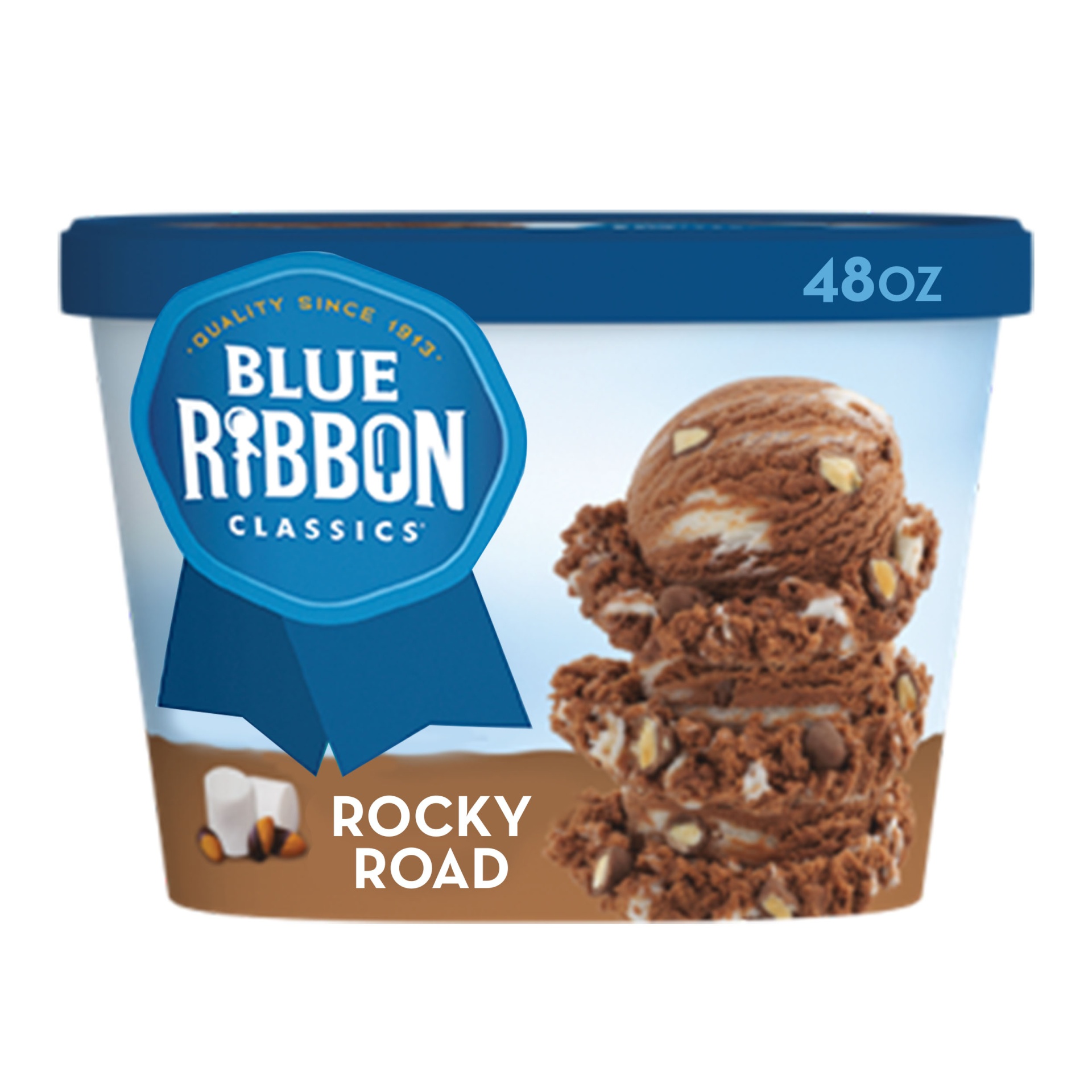 slide 1 of 1, Blue Ribbon Classics Rocky Road Frozen Dairy Dessert, 48 fl oz