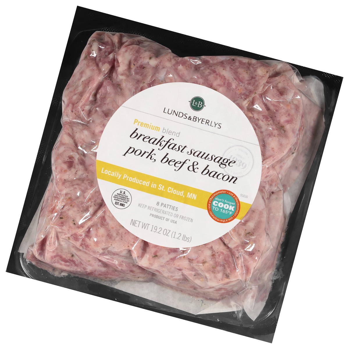 slide 4 of 4, Lunds & Byerlys Pork, Beef & Bacon Breakfast Sausage 8 ea, 8 ct