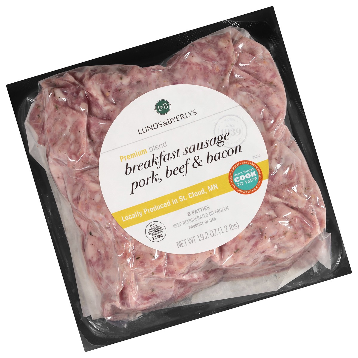 slide 2 of 4, Lunds & Byerlys Pork, Beef & Bacon Breakfast Sausage 8 ea, 8 ct