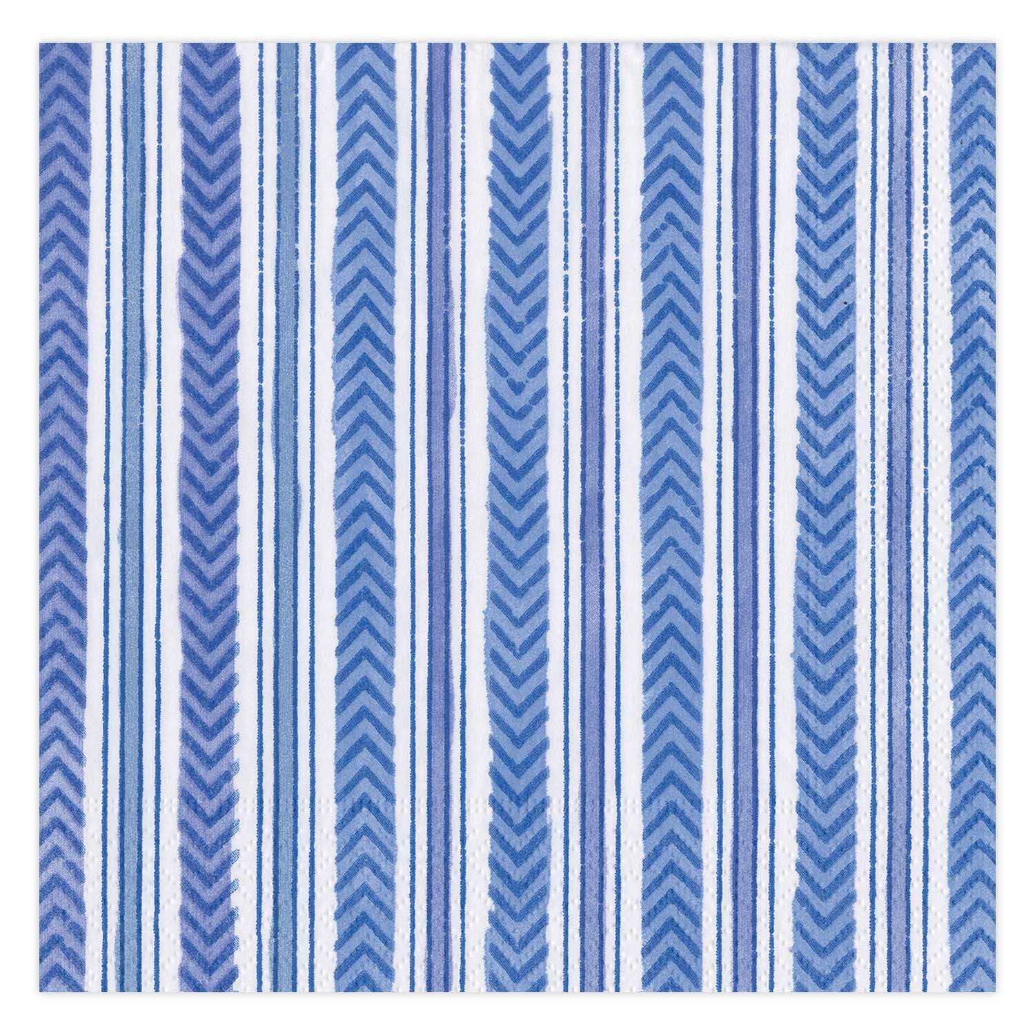 slide 1 of 1, Caspari Carmen Stripe Blue Cocktail Napkins, 20 ct