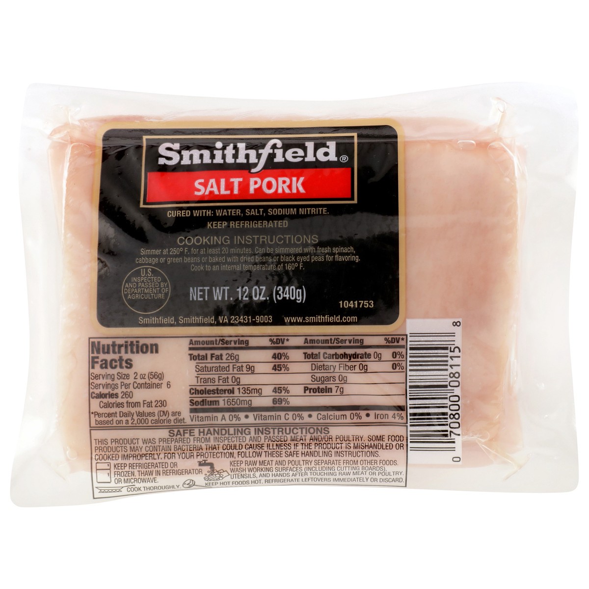 slide 1 of 12, Smithfield Salt Pork, 12 oz