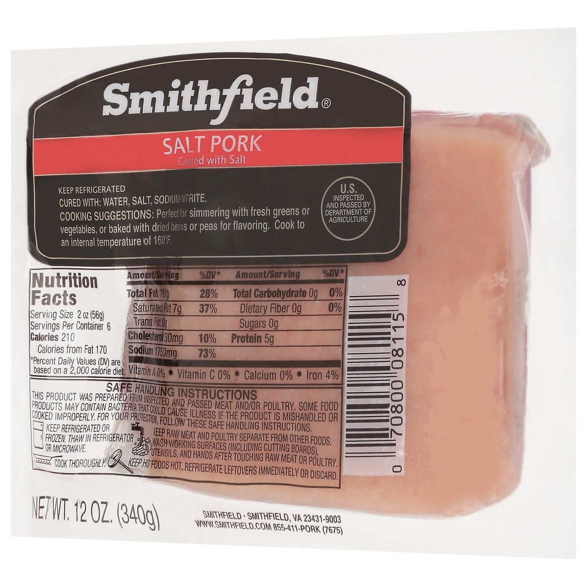 slide 8 of 12, Smithfield Salt Pork 12 oz, 12 oz