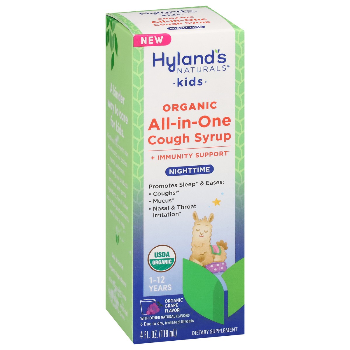 slide 4 of 13, Hyland's Naturals Organic 1-12 Years Kids Nighttime All-in-One Organic Grape Flavor Cough Syrup 4 fl oz, 4 fl oz