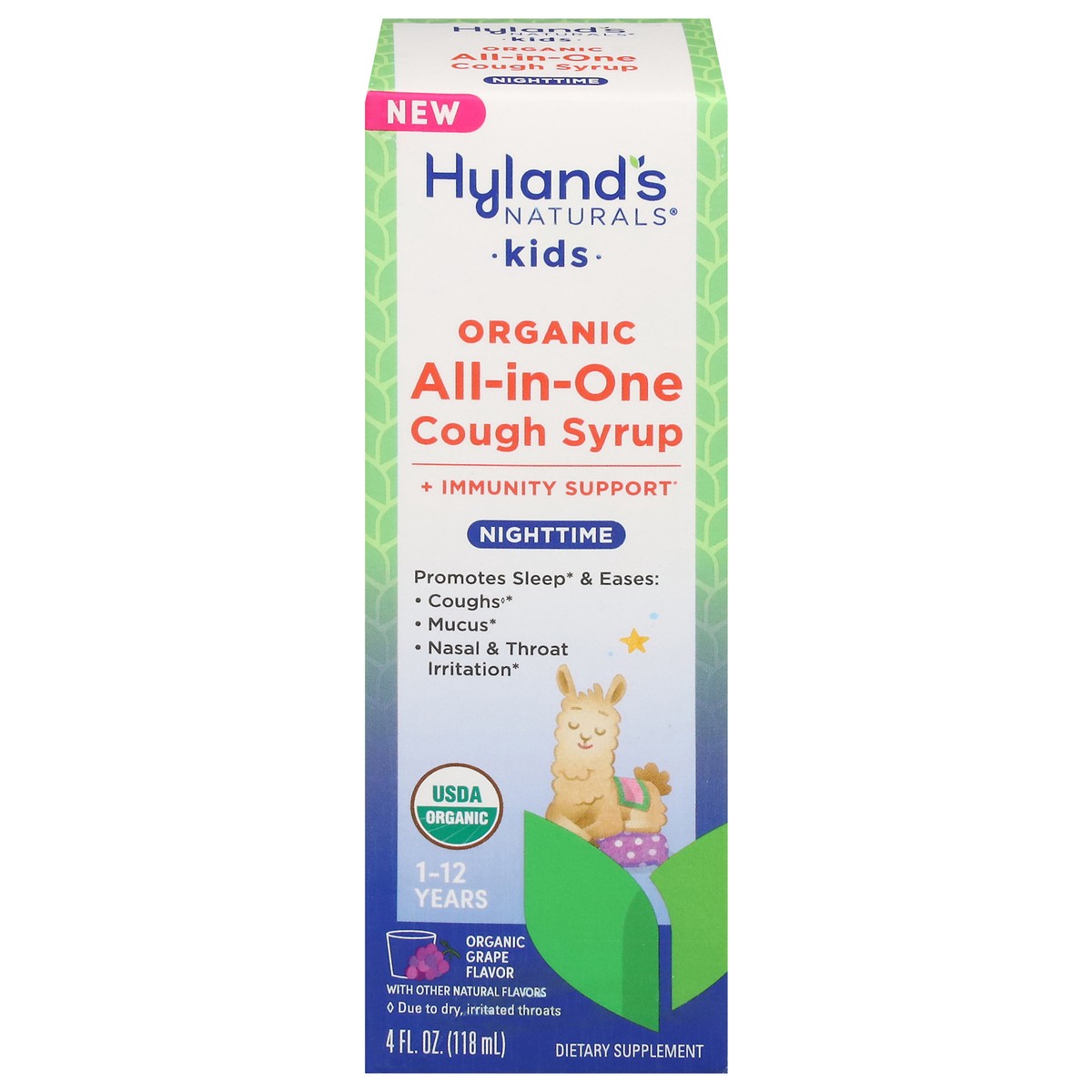 slide 11 of 13, Hyland's Naturals Organic 1-12 Years Kids Nighttime All-in-One Organic Grape Flavor Cough Syrup 4 fl oz, 4 fl oz