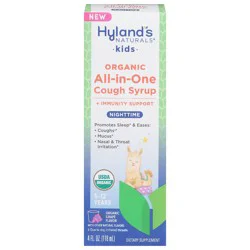 Hyland's Naturals Organic 1-12 Years Kids Nighttime All-in-One Organic Grape Flavor Cough Syrup 4 fl oz