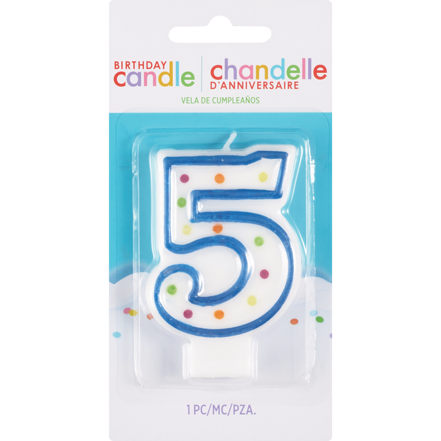 slide 1 of 1, AMSCAN Cndl Birthday Polka Dots #5, 1 ct