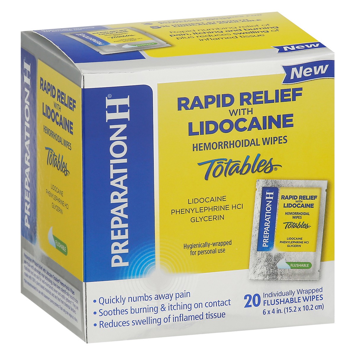 slide 5 of 13, Preparation H Rapid Relief Hemorrhoid Wipes with Lidocaine, Numbing Relief for Swelling, Pain, Burning and Itching - 20 Count, 20 ct