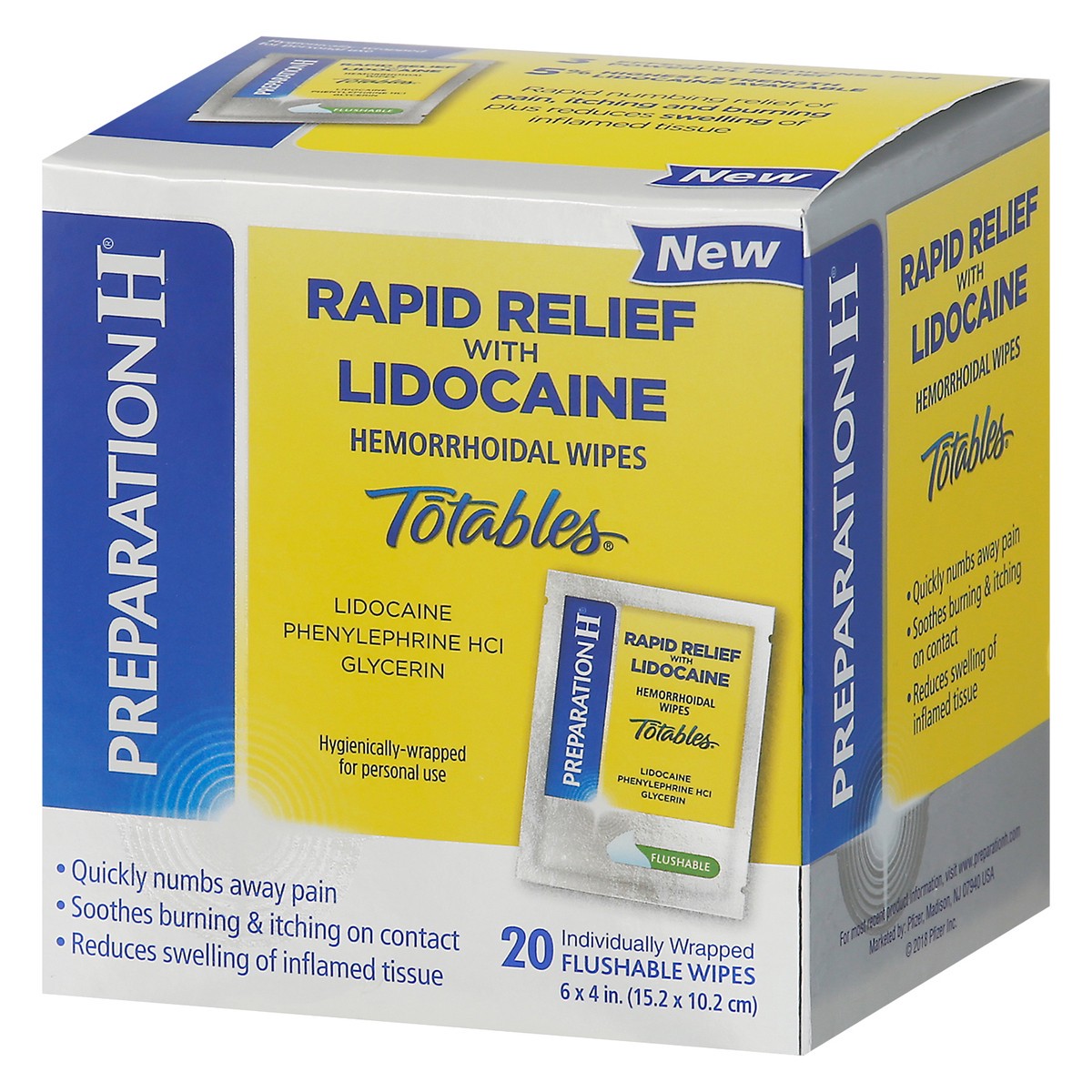 slide 8 of 13, Preparation H Rapid Relief Hemorrhoid Wipes with Lidocaine, Numbing Relief for Swelling, Pain, Burning and Itching - 20 Count, 20 ct