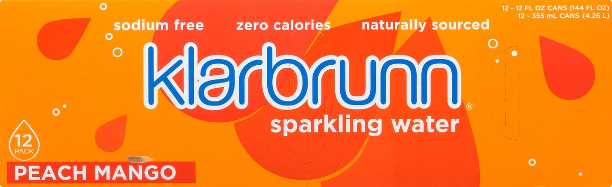 slide 8 of 9, Klarbrunn Peach Mango Naturally Sourced Sparkling Water - 12 ct; 12 fl oz, 12 ct; 12 fl oz