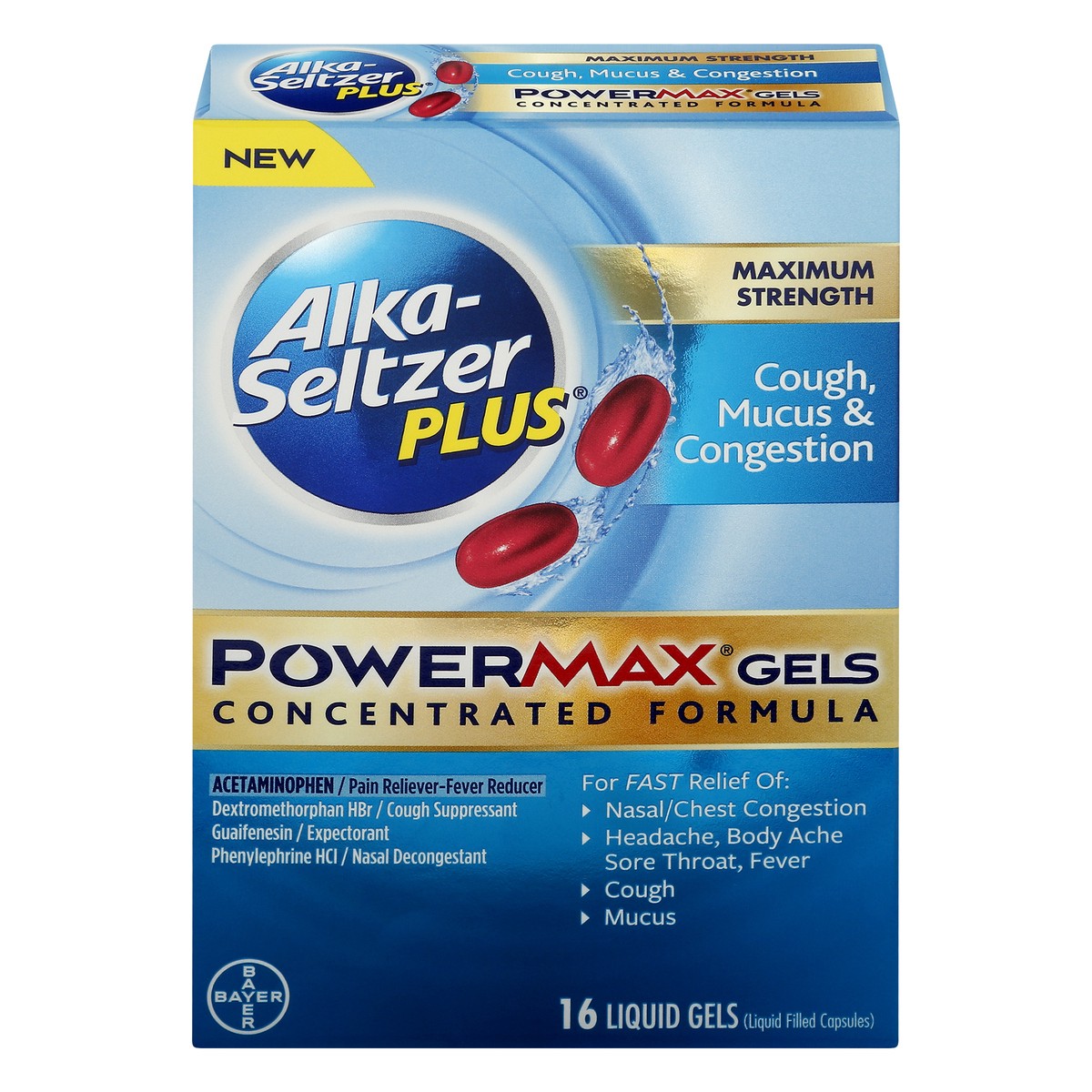 slide 1 of 9, Alka-Seltzer Plus Mucus Powermax, 16 ct