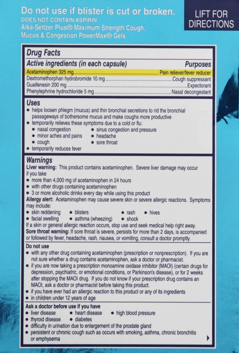 slide 9 of 9, Alka-Seltzer Plus Mucus Powermax, 16 ct