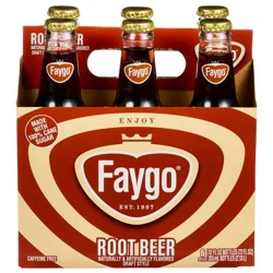 Faygo Root Beer Glass Bottles - 6 ct; 12 fl oz